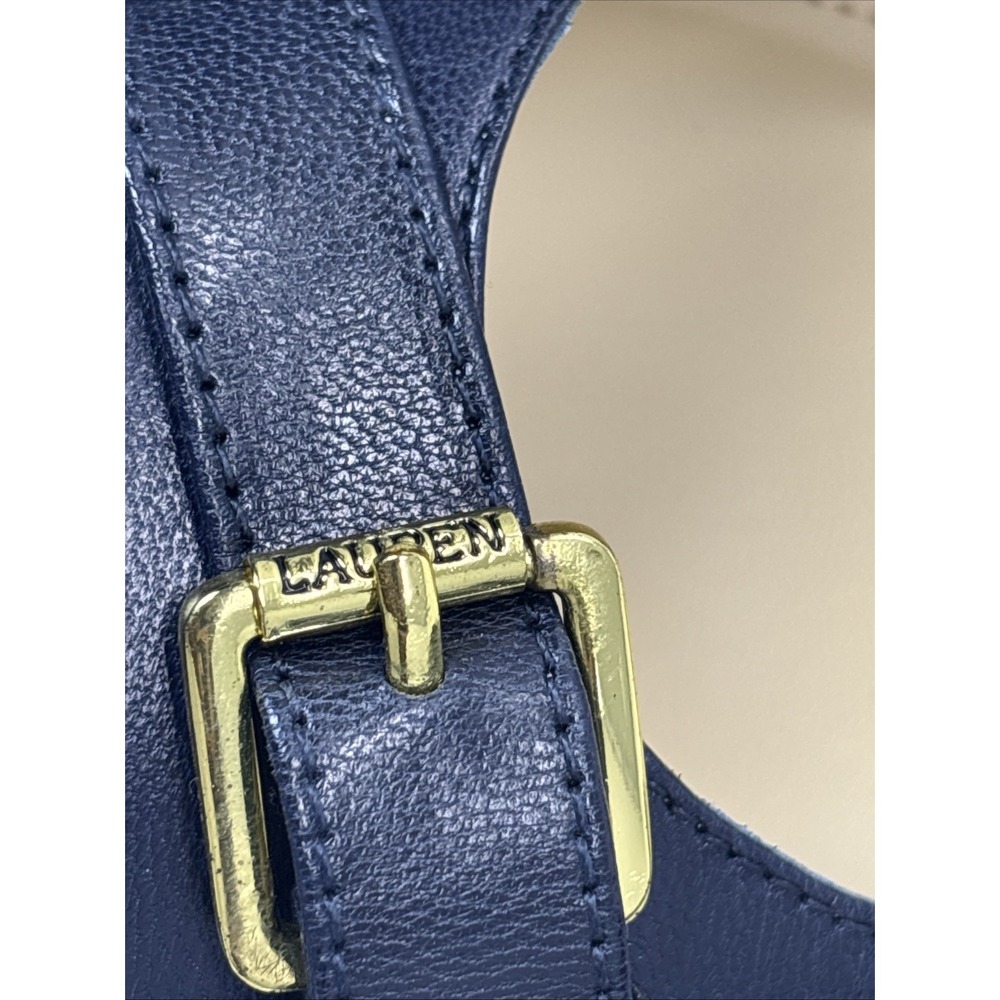 LAUREN Ralph Lauren Saffron Leather Classic Pumps, Blue, Mid-Block Heel Size 9B - Picture 15 of 16